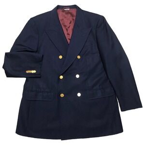 Gucci Uniform Blazer Navy Wool Mohair Gold Buttons Men's US 44 *altered sleeves